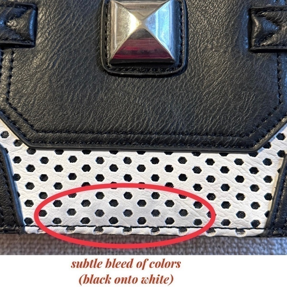 CHARMING CHARLIE Faux Leather Crossbody Purse Black White Perforated Bag Handbag - Picture 13 of 15